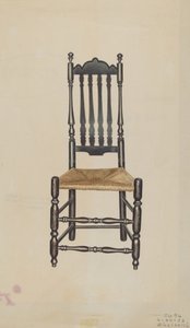 栏杆式靠背边椅，1938年。