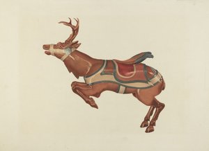 旋转木马驯鹿，约1939年。