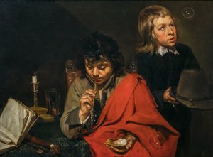 吹泡泡的男孩，约 1640 年代（布面油画） 作者 迈克尔娜（Michaelina Wautier）