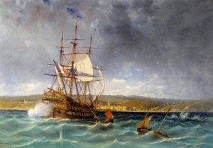 进入康卡诺港的老兵 详图。米歇尔-布凯（1807-1890）的画作 19世纪 布雷斯特，艺术博物馆 作者 米歇尔·巴克特