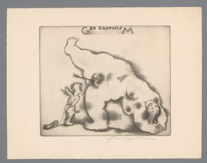 詹尼·曼特罗的藏书票 Gex eroticisM（对象上的标题） 作者 Michel Fingesten（艺术家签名）