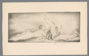 詹尼-曼特罗（Gianni Mantero）题写的 Ex libris
MG（物上标题） 作者 Michel Fingesten（艺术家签名）