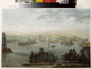 皇村景色。 切斯梅专栏。 （Tsarskoye Selo 景观。Chesme 柱）。 米歇尔·弗朗索瓦·达马姆·达马特赖特 (Michel Francois Damam Damartrait，1763-1827 年) 的作品，水彩版画