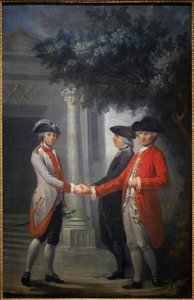 法国大革命：三权分立 "或 "三重联盟"。代表教士、贵族和第三国（第三国）的代表。左侧是自由民的象征 米歇尔-尼古拉（Michel Nicoolas）的画作 作者 米歇尔·尼古拉斯·佩尔塞瓦尔