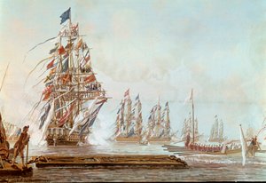 堡垒翼，1777年7月在土伦港送给普罗旺斯伯爵的盛宴 水粉画，米歇尔-约瑟夫（Michel Joseph dit Michel de Toulon）（活跃于1777至1792年间）1777年。凡尔赛宫，城堡博物馆 作者 米歇尔·德·土伦