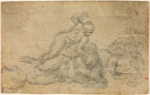 米开朗基罗 - 大卫与歌利亚。单行本建筑研究，约 1550-1556，I，32a 作者 米开朗基罗