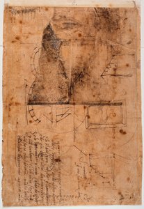 亲笔签名的建筑研究和诗歌片段 作者 米开朗基罗（Michelangelo Buonarroti）