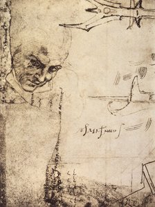 面对，由米开朗基罗绘制，图纸和印刷品内阁，乌菲齐画廊，佛罗伦萨 作者 米开朗基罗（Michelangelo Buonarroti）