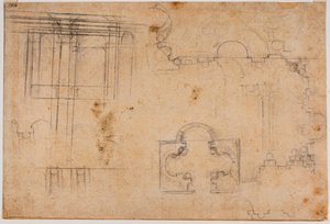 斯福尔扎礼拜堂平面图和建筑立面图 作者 米开朗基罗（Michelangelo Buonarroti）