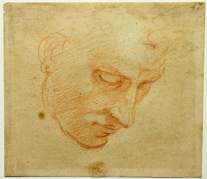 西斯廷教堂天花板的头部研究，约1509-1510 作者 米开朗基罗（Michelangelo Buonarroti）