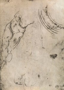 男性的腿，由米开朗基罗研究。内阁图纸和版画，乌菲齐画廊，佛罗伦萨 作者 米开朗基罗（Michelangelo Buonarroti）