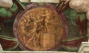 奖章代表巴勒神像的毁灭......，1508-1512年。 作者 米开朗基罗（Michelangelo Buonarroti）