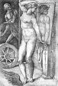 Nude在镜子里看着自己，由Monogrammist制作