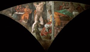 哈曼的惩罚 梵蒂冈西斯廷教堂的天花板，1508-1512。 作者 米开朗基罗（Michelangelo Buonarroti）