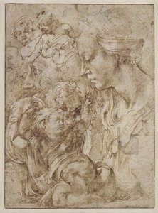 1505年以施洗约翰为孩子的神圣家庭研究 作者 米开朗基罗（Michelangelo Buonarroti）