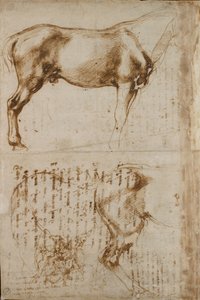 一匹马和一个骑士攻击步兵的研究，16世纪初 作者 米开朗基罗（Michelangelo Buonarroti）