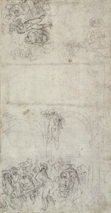 研究最后的审判（笔和铅笔在纸上）（反面） 作者 米开朗基罗（Michelangelo Buonarroti）