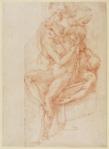 研究拉撒路和两个助理人物（纸上的红色粉笔） 作者 米开朗基罗（Michelangelo Buonarroti）