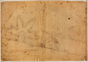 另一只手的人物研究和手写题词 作者 米开朗基罗（Michelangelo Buonarroti）