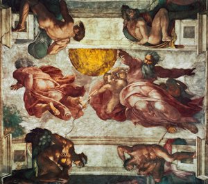 太阳、月亮和植物的创造 作者 米开朗基罗（Michelangelo Buonarroti）