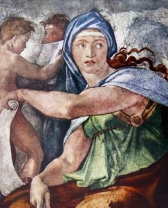 The Delphic Sibyl（详细信息来自西斯廷教堂，梵蒂冈，罗马）1509年由米开朗基罗（1475-1564）。 作者 米开朗基罗（Michelangelo Buonarroti）