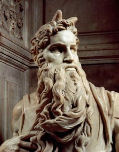 教皇朱利叶斯二世的墓1453-1513摩西，1513-16大理石头的细节 作者 Michelangelo Buonarroti