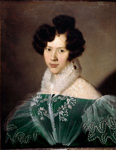 一个年轻女子的画像。 米开朗基罗·格里戈莱蒂 (1801-70) 的绘画。 罗马，Galleria d