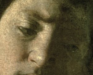 大卫与歌利亚的头，1606油画布细节100349 作者 米开朗基罗·梅里西·卡拉瓦乔