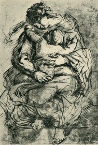 麦当娜和孩子，16世纪末-17世纪初，1943年。 作者 米开朗基罗·梅里西·卡拉瓦乔