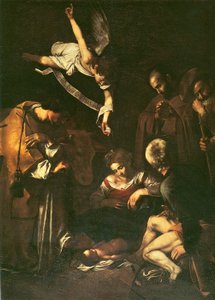 与圣弗朗西斯和圣劳伦斯的耶稣诞生，1609年 作者 米开朗基罗·梅里西·卡拉瓦乔