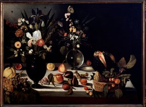 鲜花和水果静物画Caravaggio dit le Caravaggio的绘画