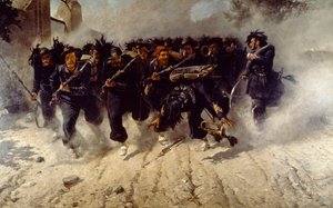 Bersaglieri Charge at Porta Pia，Michele Cammarano（1835-1920），布面油画，290x472 厘米 作者 米歇尔·坎马拉诺（Michele Cammarano）