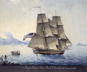 塞勒姆的南希-安旅长离开那不勒斯，约 1810 年（纸面水彩画）