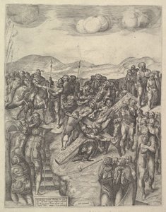 圣彼得受难图，仿照米开朗基罗在保罗教堂的壁画，Va...，1550-60。 作者 米歇尔·卢切斯