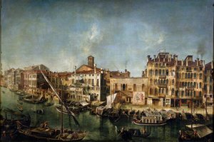 1736-1737年，大运河的景色从Fondamenta Del Vin出发。 作者 米歇尔·玛丽埃斯基（Michele Marieschi）
