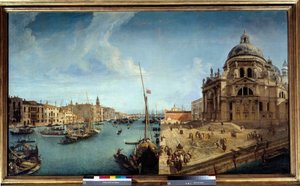大运河入口处和威尼斯敬礼教堂的景色 Michele Marieschi (1710-1741) 18 世纪的绘画。 1,25x2,13 m 作者 米歇尔·玛丽埃斯基（Michele Marieschi）