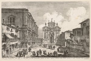 威尼斯景色：坎波·S·罗科，1741年。 作者 米歇尔·玛丽埃斯基（Michele Marieschi）