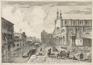 威尼斯景色：Campo SS Giovanni e Paolo，1741年。 作者 米歇尔·玛丽埃斯基（Michele Marieschi）