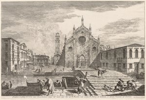 威尼斯景色：坎普·德·弗雷里（Campo dei Frari），1741年。 作者 米歇尔·玛丽埃斯基（Michele Marieschi）