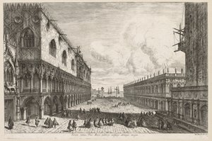威尼斯的景色：The Piazzetta，1741年。 作者 米歇尔·玛丽埃斯基（Michele Marieschi）
