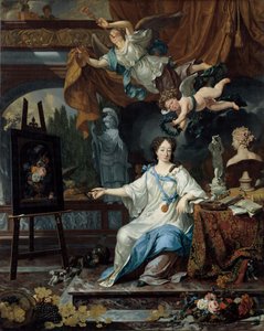 女性寓意肖像，可能是雷切尔-鲁伊施（1664-1750 年） 作者 米歇尔·范·穆瑟（Michiel van Musscher）