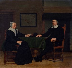 阿德里安-科弗（Adriaen Corver）及其妻子 Rijckje Theulingh 的肖像。 作者 米歇尔·范·穆瑟（Michiel van Musscher）