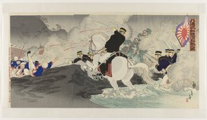 九连城附近爱河河畔的战斗
Kûrenjô han Aigawa gekisen no zu（物上标题）