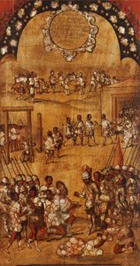 征服墨西哥，第三版，c.1696-1715（木头上的油漆） 作者 米格尔·冈萨雷斯