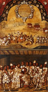 征服墨西哥，第十九板块，约1696-1715（木板画） 作者 米格尔·冈萨雷斯