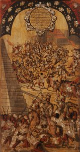 征服墨西哥，第十六板块，约1696-1715（木板画） 作者 米格尔·冈萨雷斯