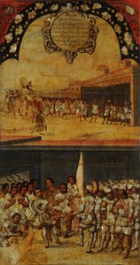 征服墨西哥，第十五板块，约1696-1715（木板画） 作者 米格尔·冈萨雷斯