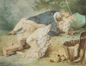 公园恋人，1865年 作者 Zichy的Mihaly