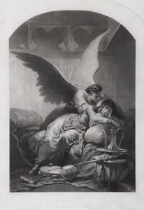 塔玛拉和恶魔。米哈伊尔·莱蒙托夫（Mikhail Lermontov）的诗歌《恶魔》插图c。 1880年 作者 Zichy的Mihaly