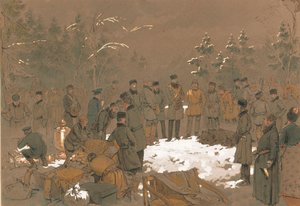 沙皇亚历山大二世的熊狩猎，1872年。 作者 Zichy的Mihaly